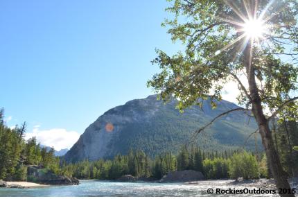 Mount Rundle seen from Bow Falls